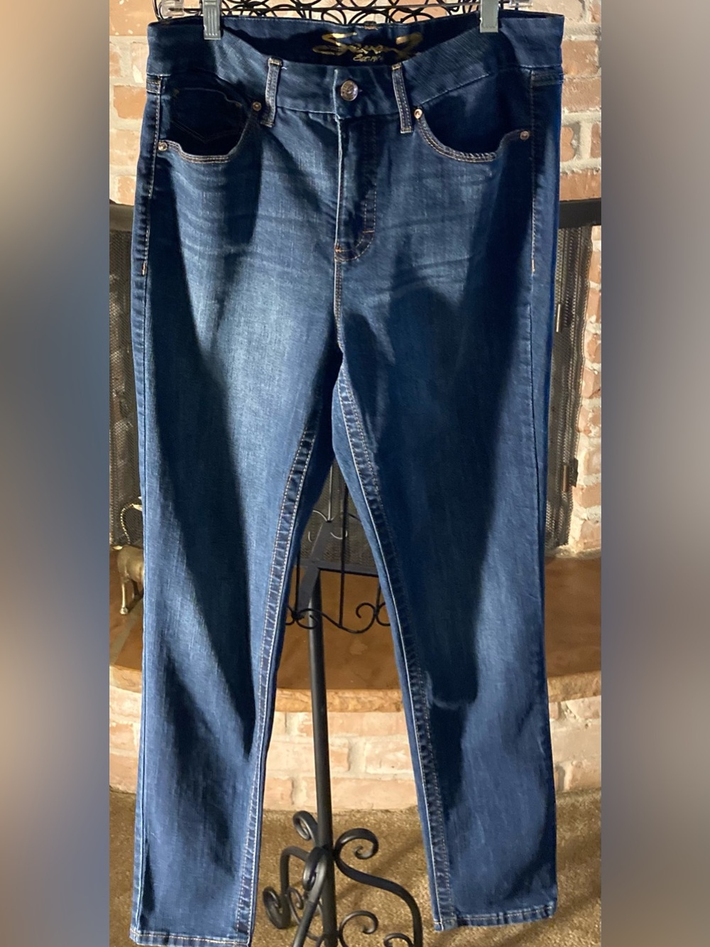 Seven7 Women's Indigo Gold Tummy Less High Rise Skinny Jeans